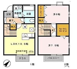 レセンテ八潮 B 1階2LDKの間取り