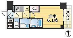 エスリード神戸ラ・コスタ 1Kの間取図画像
