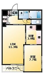 川口ビル 3階2LDKの間取り
