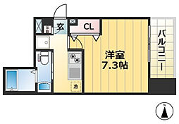 JPレジデンス神戸 6階1Kの間取り