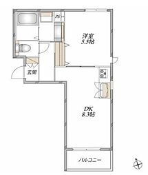 南青山木フラット 1DKの間取図画像