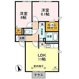 メゾン・ルミエール1 2LDKの間取図画像
