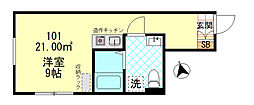 Air Court ワンルームの間取図画像