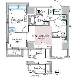 アーバネックス文京千駄木 2LDKの間取図画像