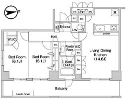コンフォリア田町 2階2LDKの間取り