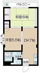 メゾンダイワ 2DKの間取図画像