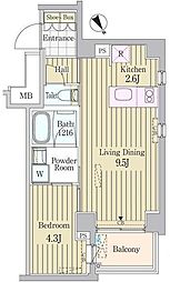 ガーデン原宿 2階1LDKの間取り