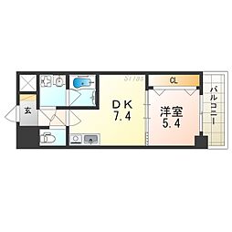 シティーコート大小路駅前 8階1DKの間取り