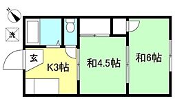 コーポイチカワ 2Kの間取図画像