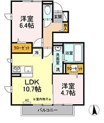 フェリーチェ 2LDKの間取図画像