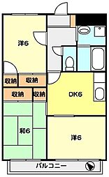 ヌーベルシャトー朝霞 3DKの間取図画像