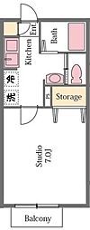 コンフォート黒須 1Kの間取図画像