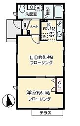 ガーデン 1階1LDKの間取り