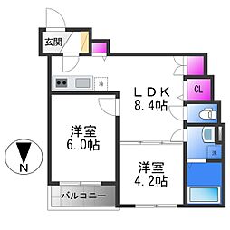 Faseciabonheur 2DKの間取図画像