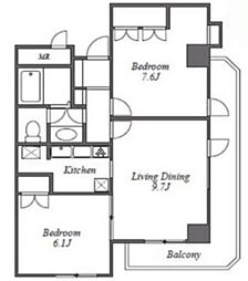 グランドメゾン麻布一の橋 2LDKの間取図画像