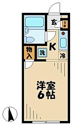 京王相模原線 京王堀之内駅 徒歩12分の賃貸アパート 1階1Kの間取り
