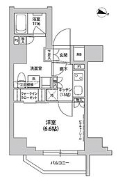 グランドルチェ門前仲町 1Kの間取図画像