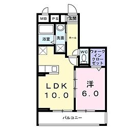 フォーリーフ クローバー 2階1LDKの間取り