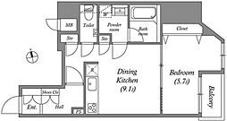 グランパセオ本郷三丁目 10階1LDKの間取り