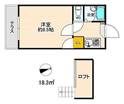 サン・ビューティー賀茂 1Kの間取図画像