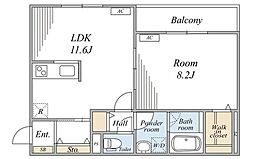 グレースアロー玉川学園 3階1LDKの間取り