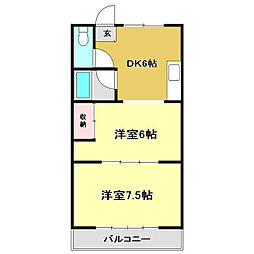 グランドコーポ高須 2DKの間取図画像