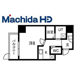 市之町エヌエム・キャトフ・ヴァン・ディス・ウエスト 1Kの間取図画像