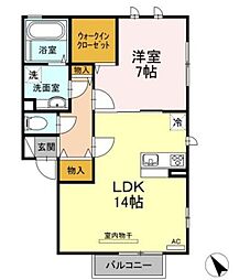 グランファミール 2階1LDKの間取り