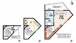ｆｅｅｌ ＣｎＢ 3階1Kの間取り