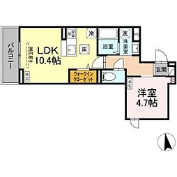 セレスティア亀有 3階1LDKの間取り