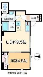 フロール大谷田 1LDKの間取図画像