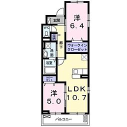 リリィベル 2LDKの間取図画像