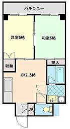 KODAヒルズ四つ木 3階2DKの間取り
