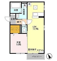 グレースブルック 1階1LDKの間取り