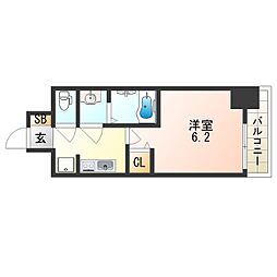 Osaka Metro四つ橋線 花園町駅 徒歩7分の賃貸マンション 5階1Kの間取り