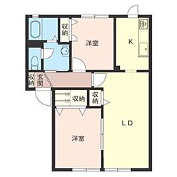 グリーンヴィラ2 2LDKの間取図画像