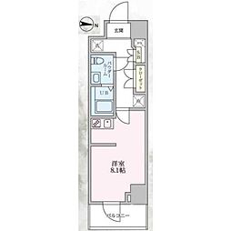 ジェノヴィア両国6グリーンヴェール 6階ワンルームの間取り