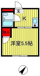 パラシオシンデン33 1Kの間取図画像