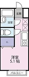 ブリランテ聖蹟1 1階ワンルームの間取り