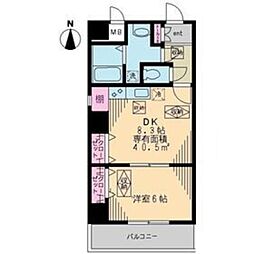 リベア東神田 4階1DKの間取り