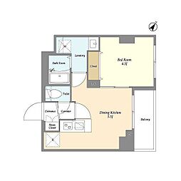 KDXレジデンス町田North 3階1DKの間取り