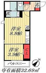 モアナ 1LDKの間取図画像