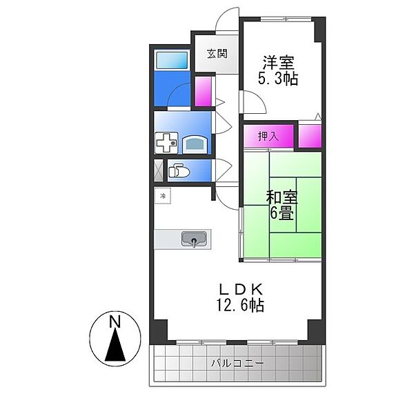 アクアウェルE ｜大阪府大阪市平野区喜連５丁目(賃貸マンション2LDK・1階・56.30㎡)の写真 その2