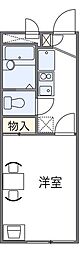レオパレス伸和 2階1Kの間取り