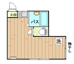 第二代田橋アーバンライフ 2階ワンルームの間取り