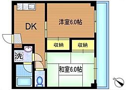 ドミールアオキ 2DKの間取図画像