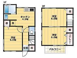 JR埼京線 北赤羽駅 徒歩10分の賃貸一戸建て 1階3Kの間取り