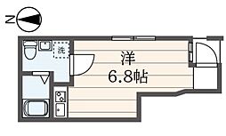 ラビアン中台 1階ワンルームの間取り