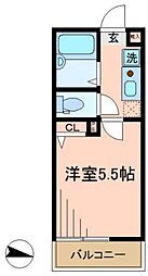 バーミープレイス武蔵小山 2階1Kの間取り