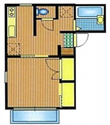 サンライズポイント 2階1Kの間取り